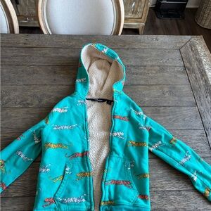 Lands' End Teal Jacket with Tigers size 8
